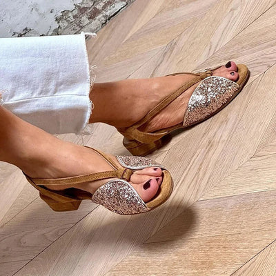 MARTINA | Sandalias brillantes con glitter y suela baja para un estilo elegante y cómodo