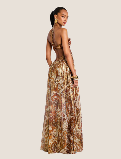 Calissara™ Vestido Maxi con Acento Étnico
