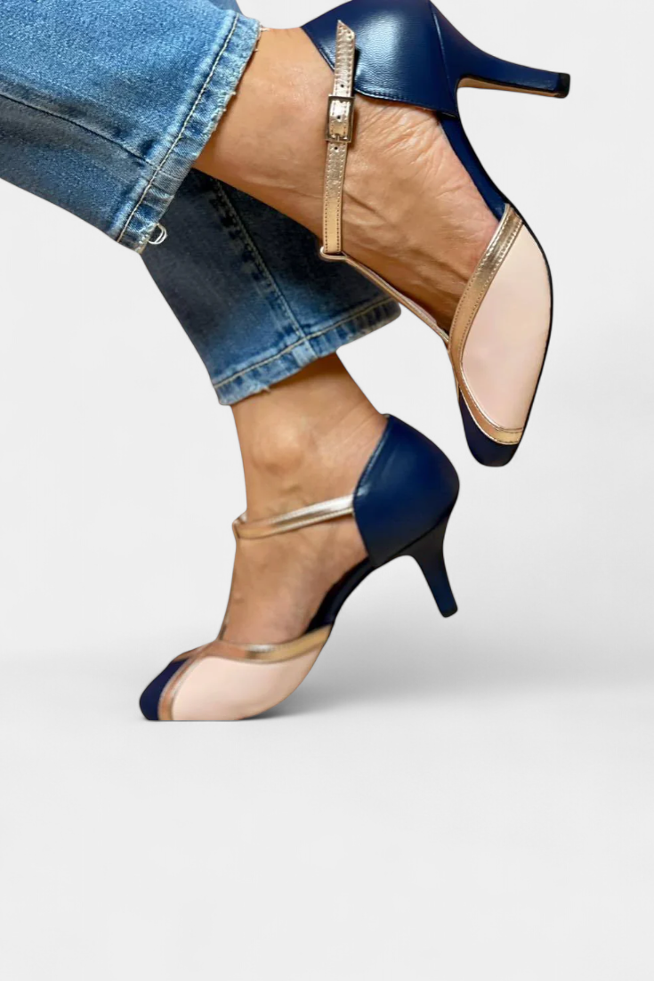 Tacones Bicolor Hailey con un Toque Elegante