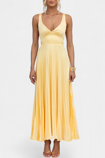 Teresa® | Vestido Plisado con Tirantes Arlena y Espalda Cruzada