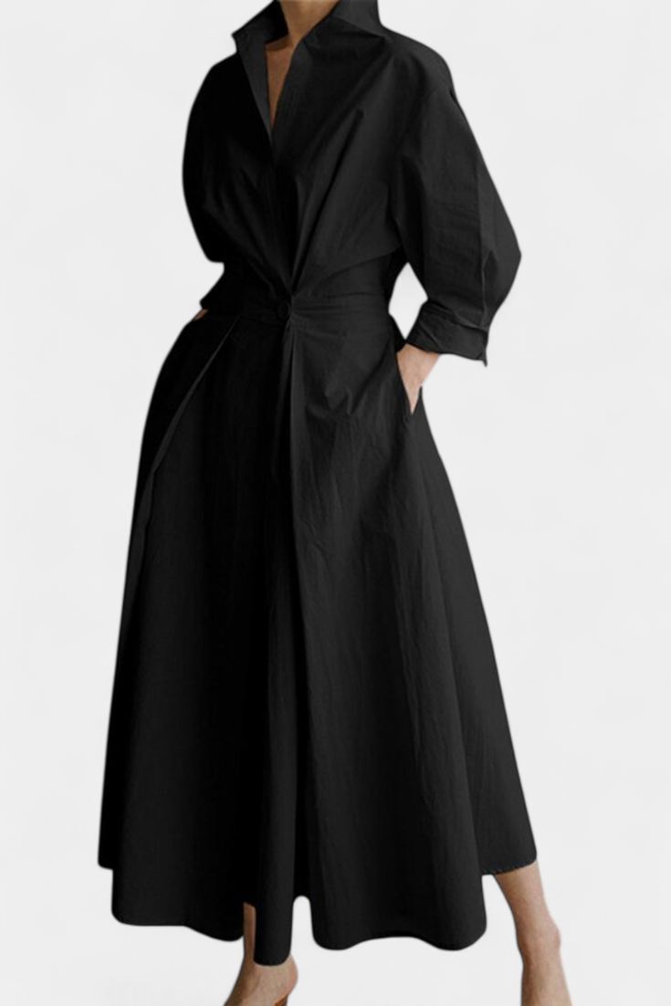 Miriam Vestido Maxi Retro de Manga Larga