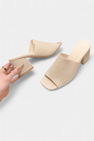 Sandalias de Tacón Christy con Malla Transpirable y Diseño Cuadrado