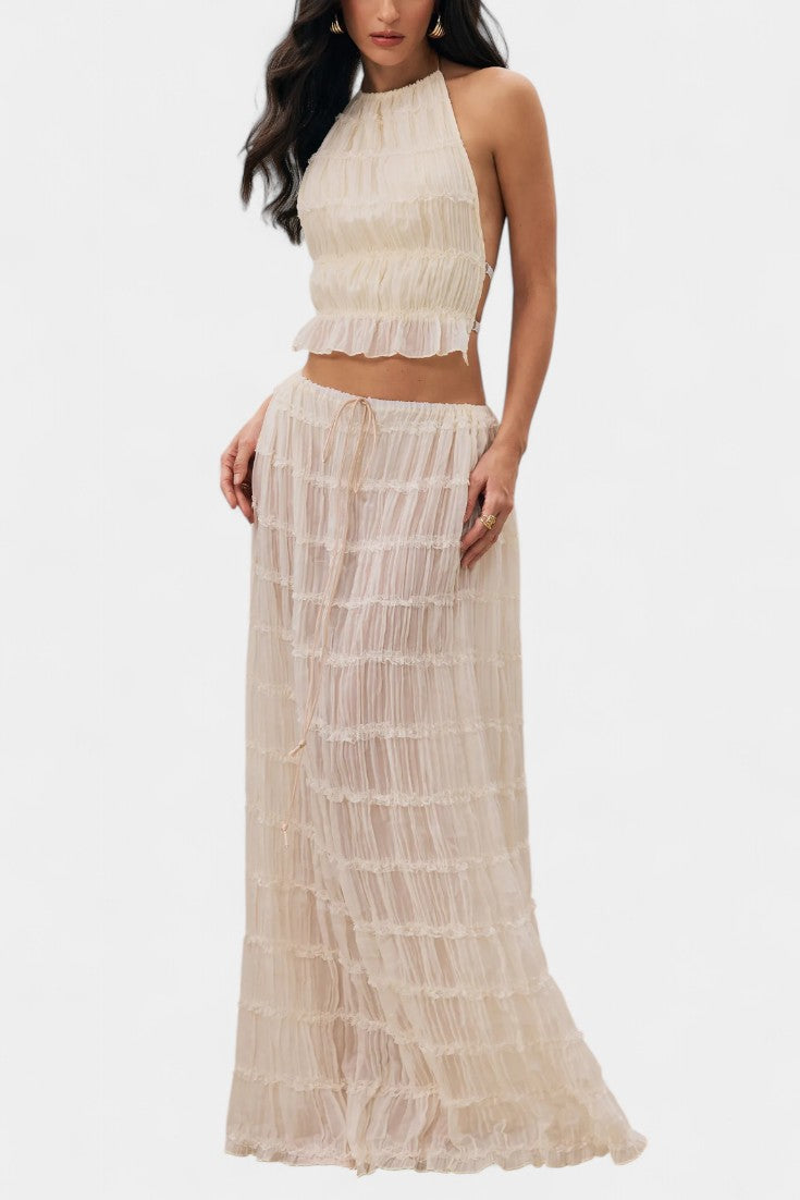Eugenie Conjunto Coordinado con Top Plisado y Falda