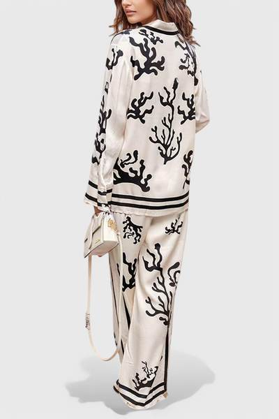 Nazaret Conjunto de Pantalón Ancho con Diseño Artístico