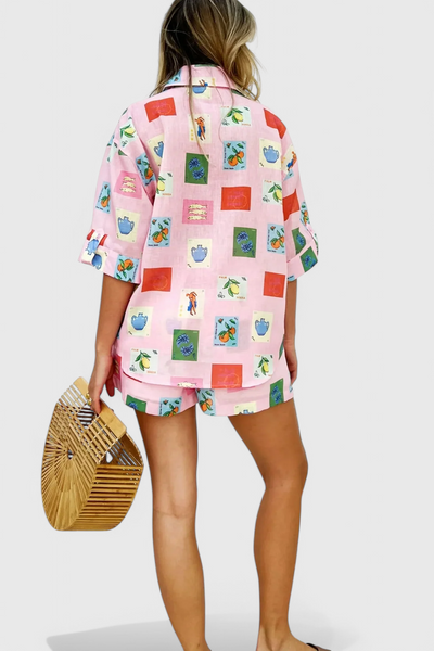 Conjunto Paula con Estampado Rosa