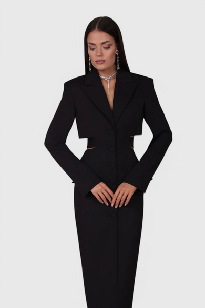 Bernice Midi Blazer Dress with Cut-Out and Open Back