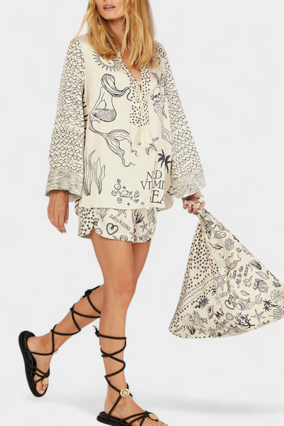 Conjunto Camisero Estampado Amalia con Short Elástico