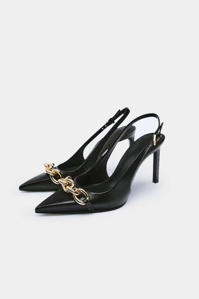 Tacones de Metal con Detalle de Cadena