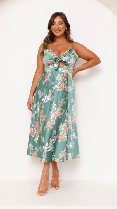 Elowen™ – Vestido Midi Liviano con Flores y Espalda Descubierta