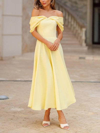 Giulia® | Elegante Vestido Maxi Drapado Off-the-shoulder