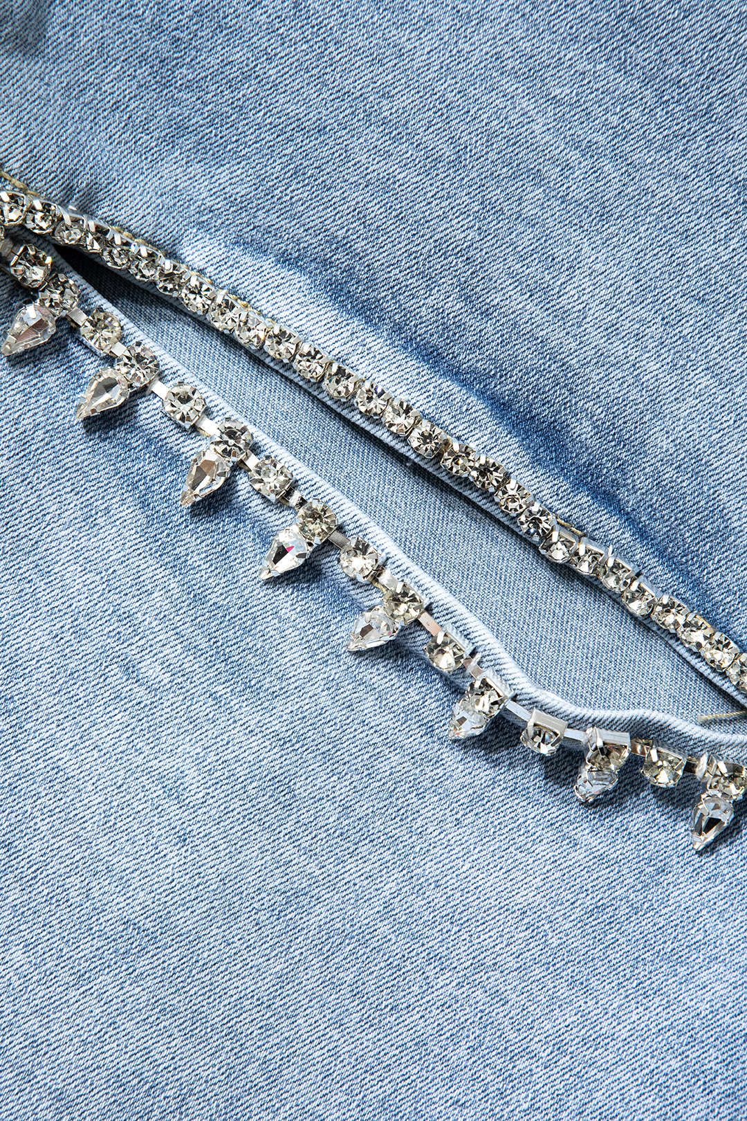 Evian Rhinestone-Embellished Ripped Straight-Leg Jeans