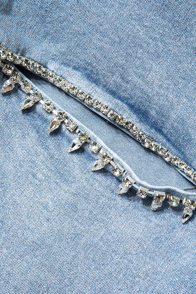 Evian Rhinestone-Embellished Ripped Straight-Leg Jeans
