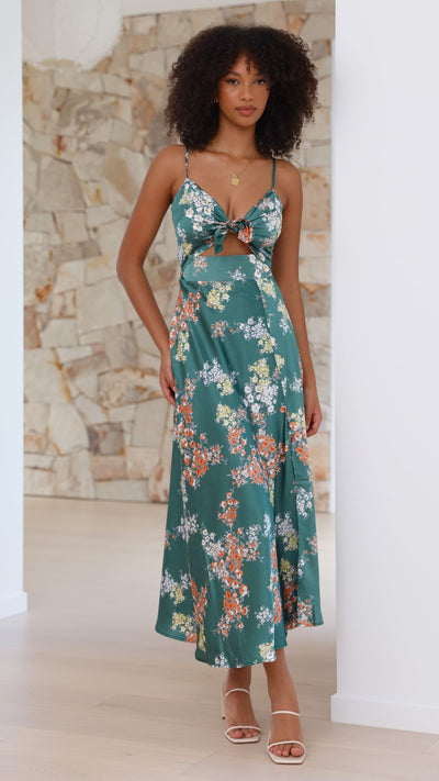 Elowen™ – Vestido Midi Liviano con Flores y Espalda Descubierta