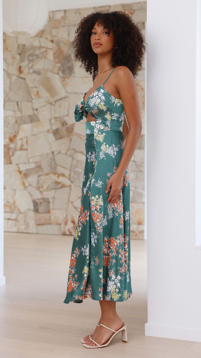 Elowen™ – Vestido Midi Liviano con Flores y Espalda Descubierta