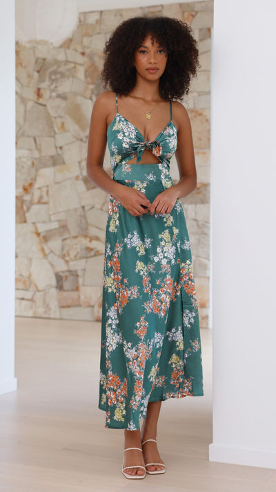 Elowen™ – Vestido Midi Liviano con Flores y Espalda Descubierta
