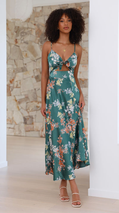 Elowen™ – Vestido Midi Liviano con Flores y Espalda Descubierta