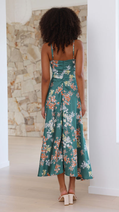 Elowen™ – Vestido Midi Liviano con Flores y Espalda Descubierta