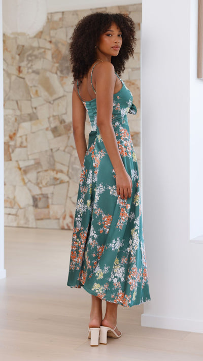 Elowen™ – Vestido Midi Liviano con Flores y Espalda Descubierta