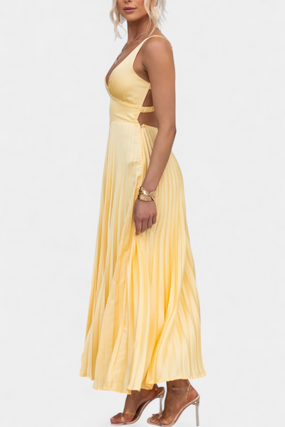 Teresa® | Vestido Plisado con Tirantes Arlena y Espalda Cruzada