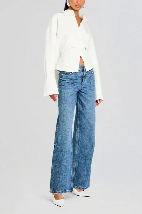 Grace Camisa Draped con Botones