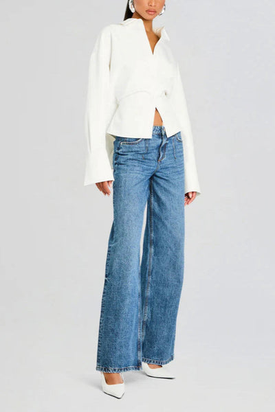 Grace Camisa Draped con Botones