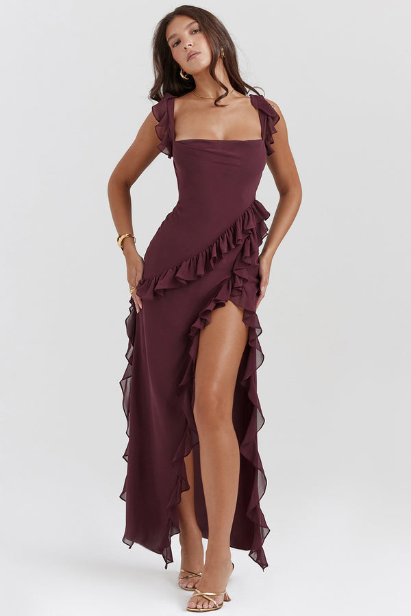 Regina® | Vestido Largo Amira – Ciruela Oscuro