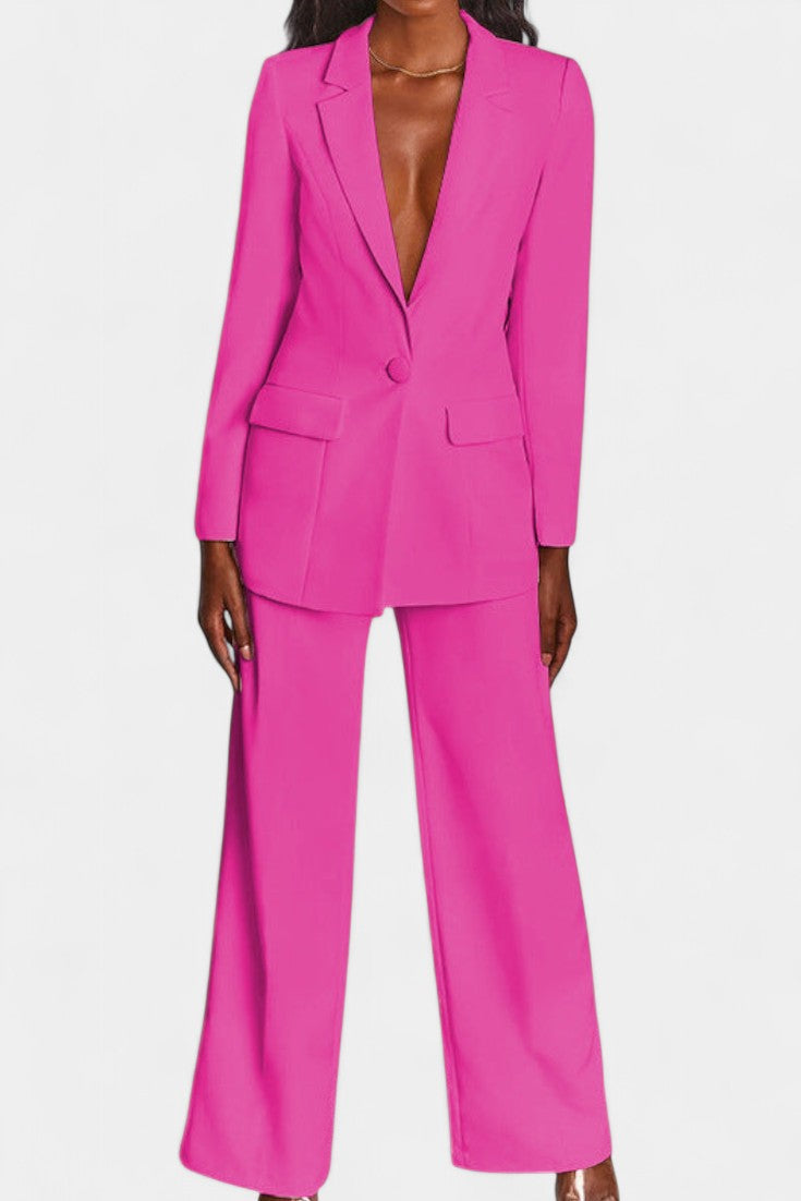 Marnie Conjunto de Blazer Personalizado y Pantalones de Pierna Ancha