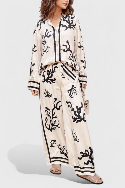 Nazaret Conjunto de Pantalón Ancho con Diseño Artístico