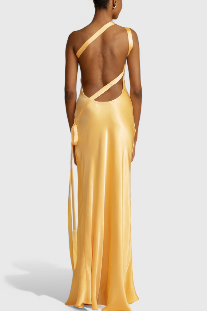 Lucra Vestido Maxi con Tirantes Diagonales y Espalda Abierta