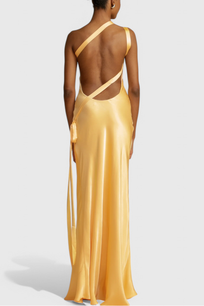 Lucra Vestido Maxi con Tirantes Diagonales y Espalda Abierta