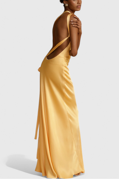 Lucra Vestido Maxi con Tirantes Diagonales y Espalda Abierta