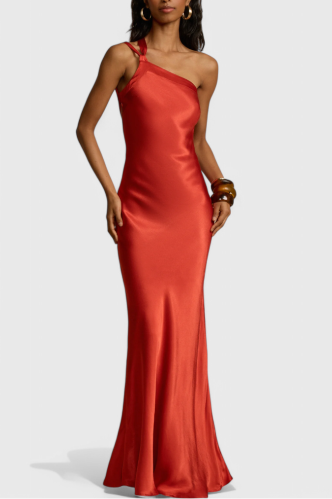 Lucra Vestido Maxi con Tirantes Diagonales y Espalda Abierta