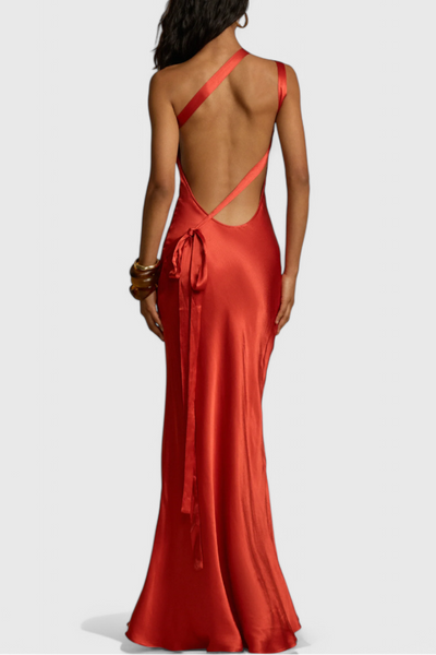 Lucra Vestido Maxi con Tirantes Diagonales y Espalda Abierta