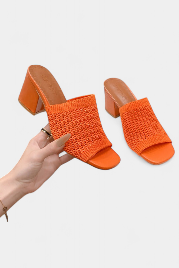 Sandalias de Tacón Christy con Malla Transpirable y Diseño Cuadrado