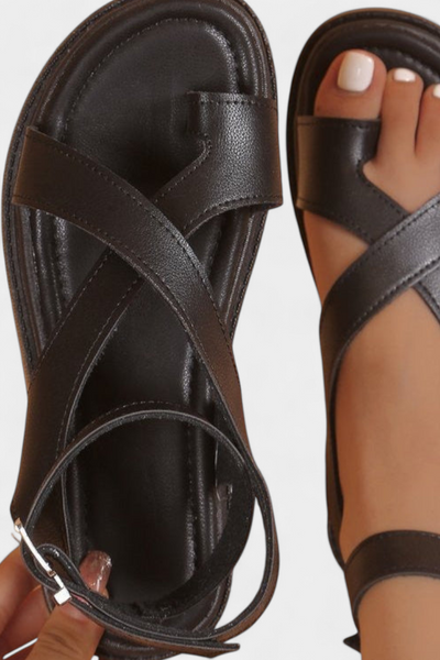 Sandalias de Plataforma Estela para Dama con Tiras Cruzadas de Material Sintético