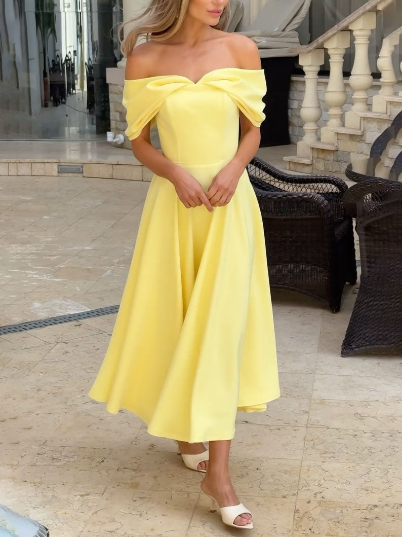 Giulia® | Elegante Vestido Maxi Drapado Off-the-shoulder