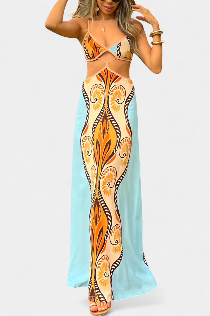 Sytella Vestido Abstracto con Cut-Out y Espalda al Descubierto