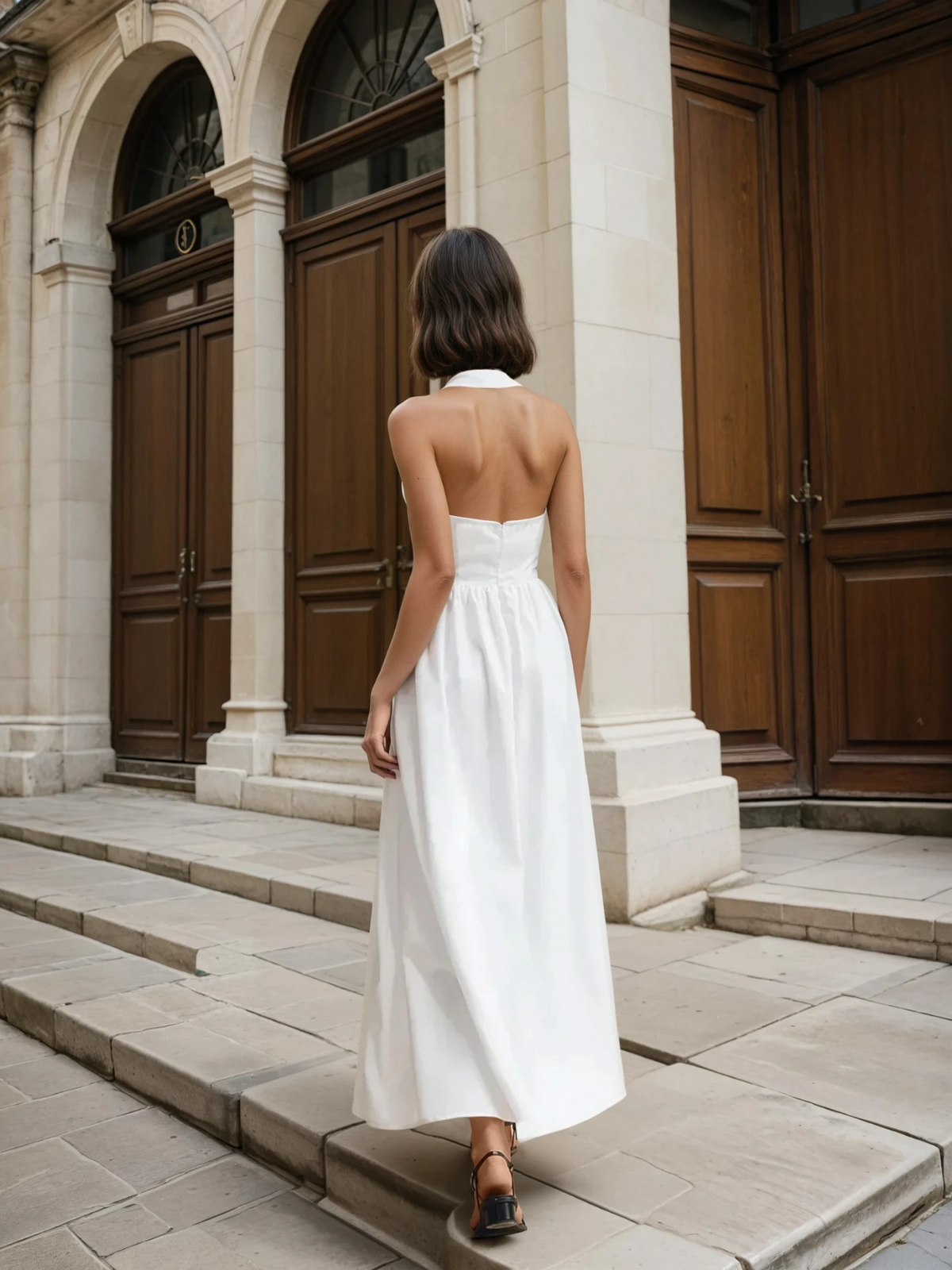 Ayşe® | Vestido Largo A Línea de Algodón y Lino Simple y Chic