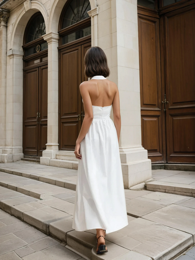 Ayşe® | Vestido Largo A Línea de Algodón y Lino Simple y Chic