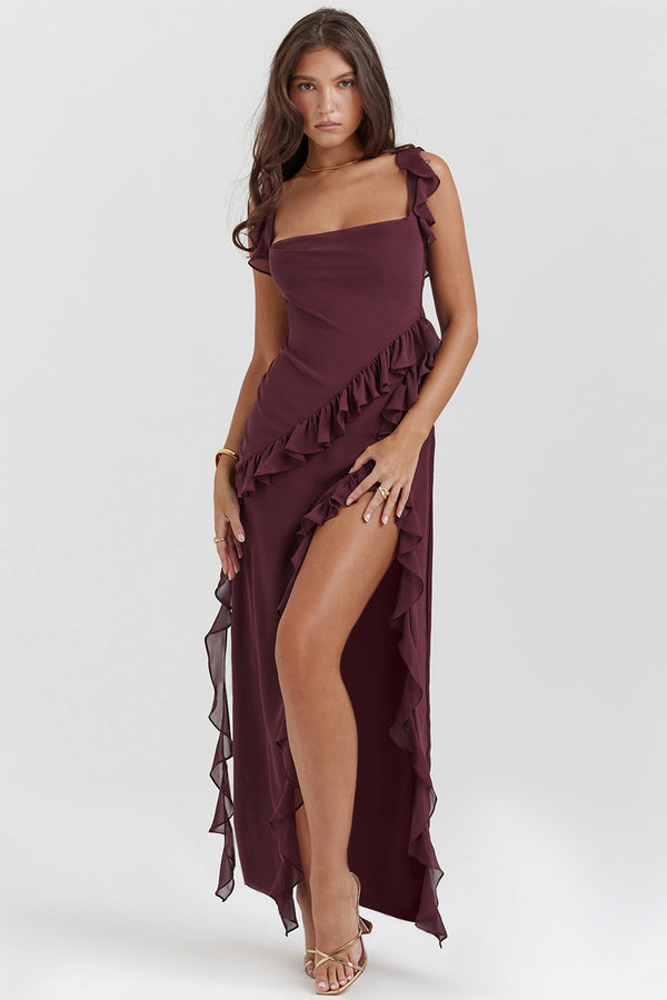 Regina® | Vestido Largo Amira – Ciruela Oscuro
