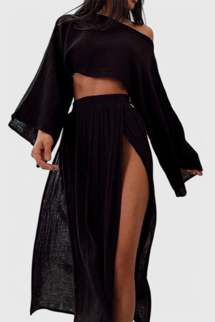 Martha Conjunto de Dos Piezas con Falda de Corte Alto