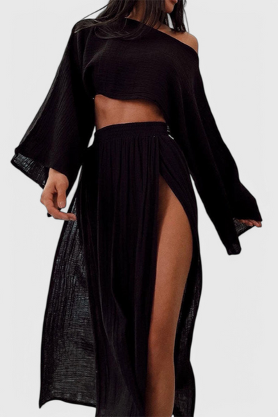 Martha Conjunto de Dos Piezas con Falda de Corte Alto