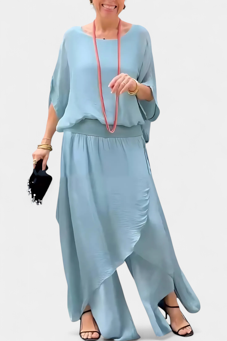 Conjunto de Dos Piezas Maravilla: Top Holgado y Falda Asimétrica