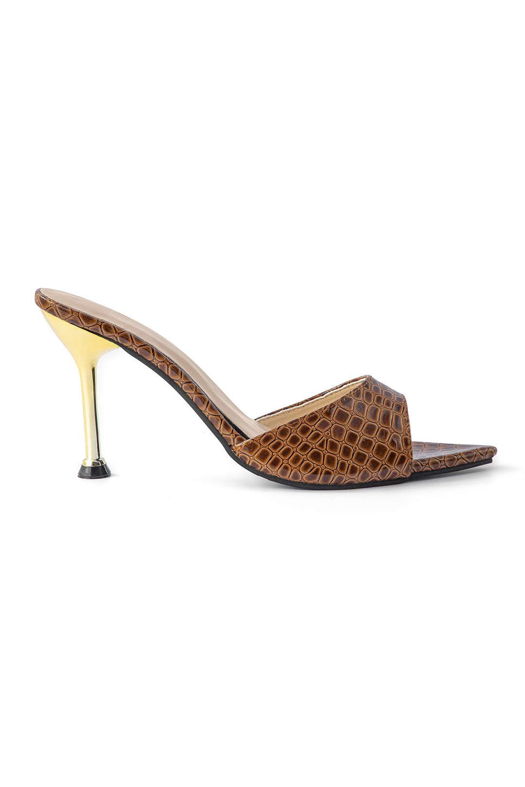 Sandalias de tacón alto con punta abierta y diseño sin correa en el tobillo