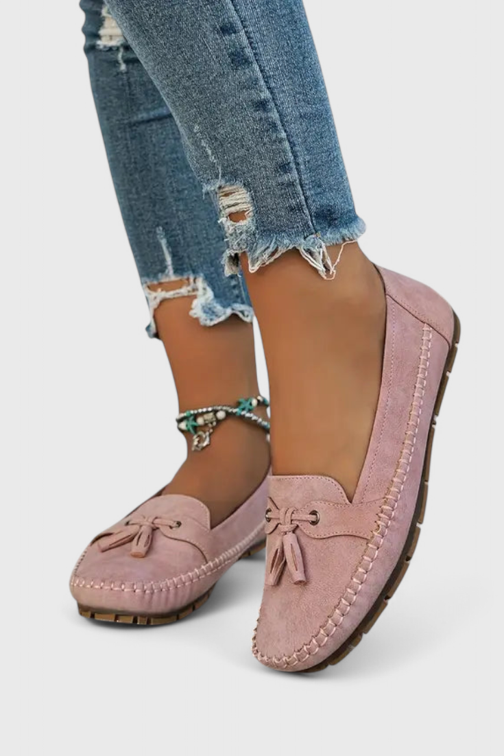 Mocasines Clásicos de Suede Peony con Borlas