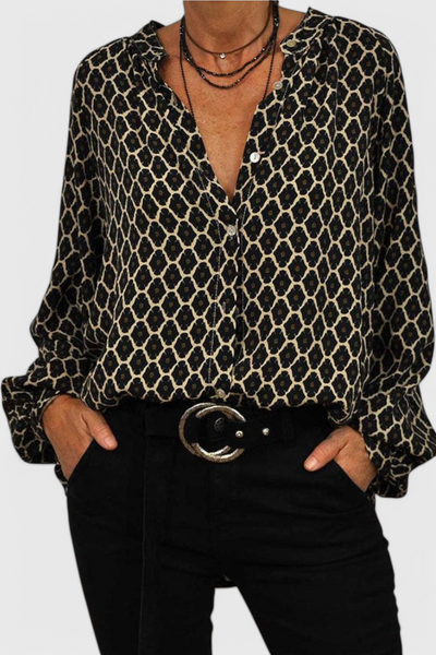 Blusa Jemima con Botones y Diseño Geométrico