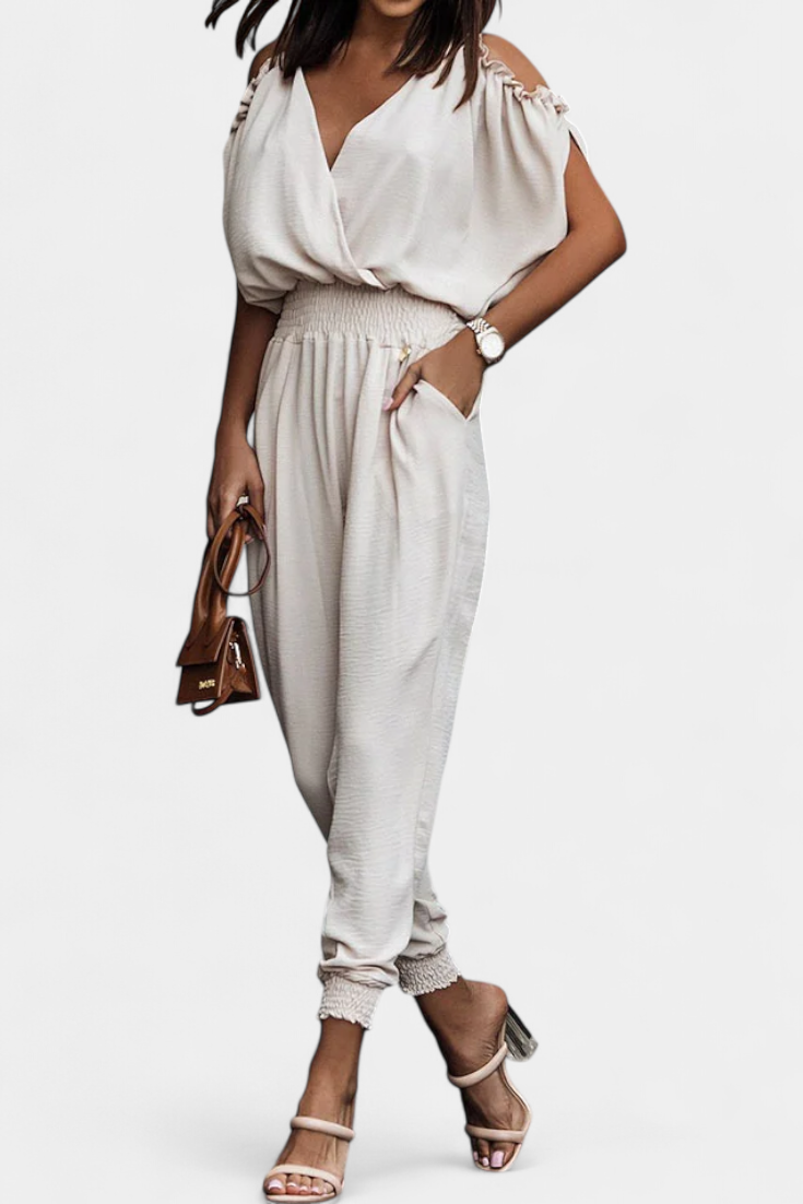 Top Casual Solene de Hombros Descubiertos con Escote en V