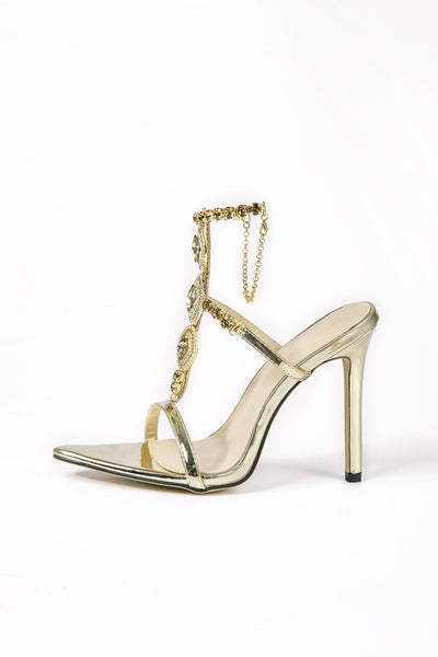 Zapatos de Tacón Alto con Punta Decorada en Strass