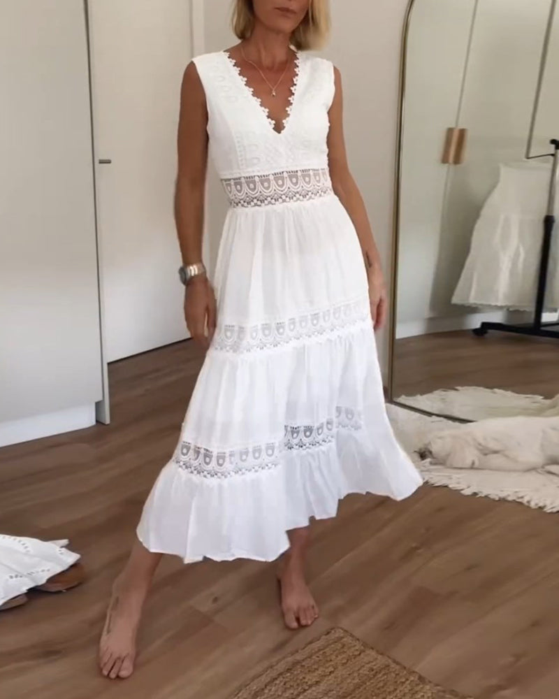 Charlotte - Vestido de encaje hecho a mano con escote en V