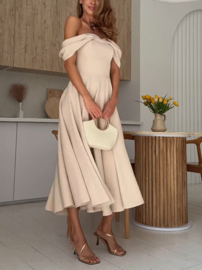 Giulia® | Elegante Vestido Maxi Drapado Off-the-shoulder
